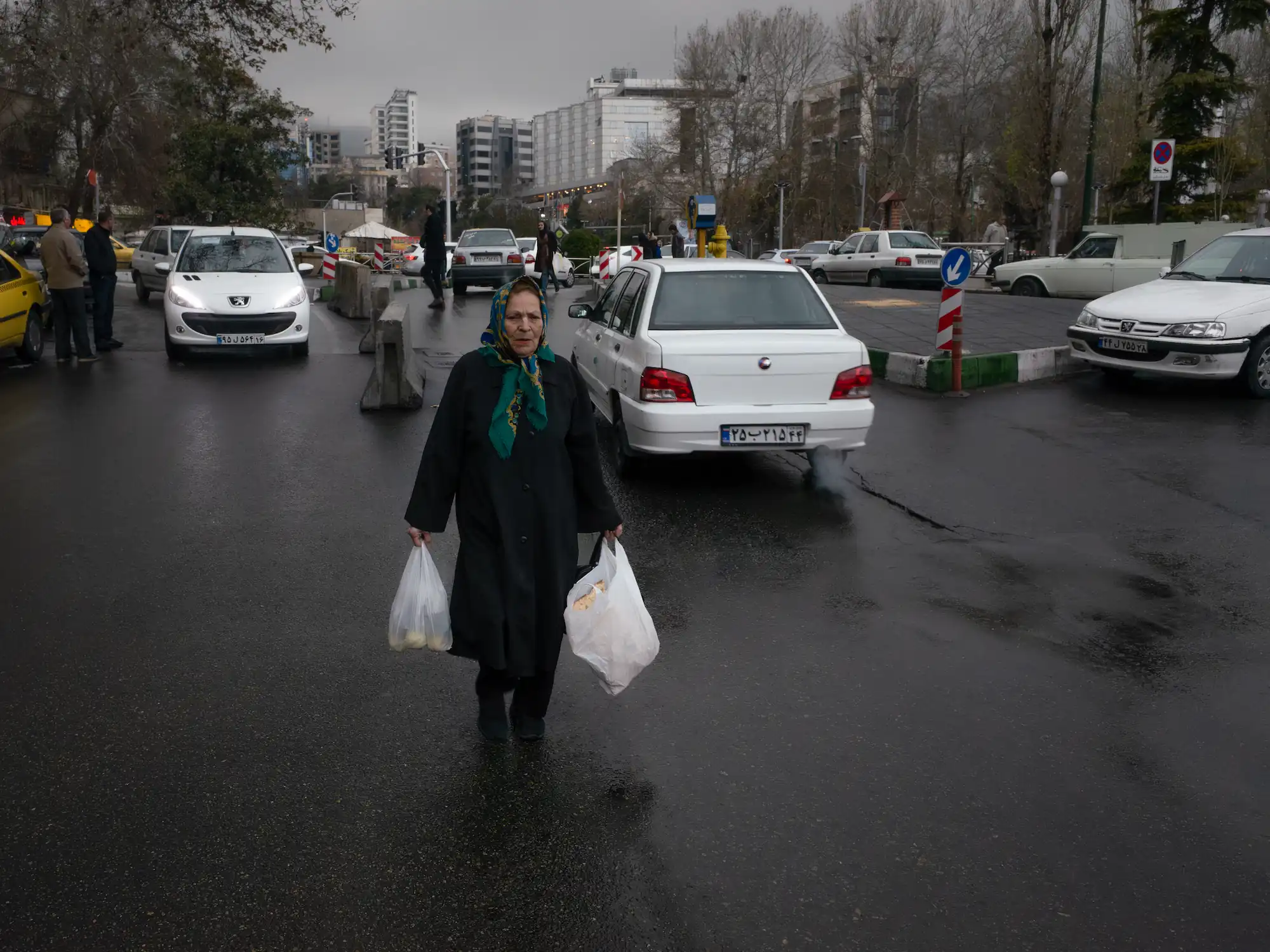 A man with a shopping bag in Tajrish